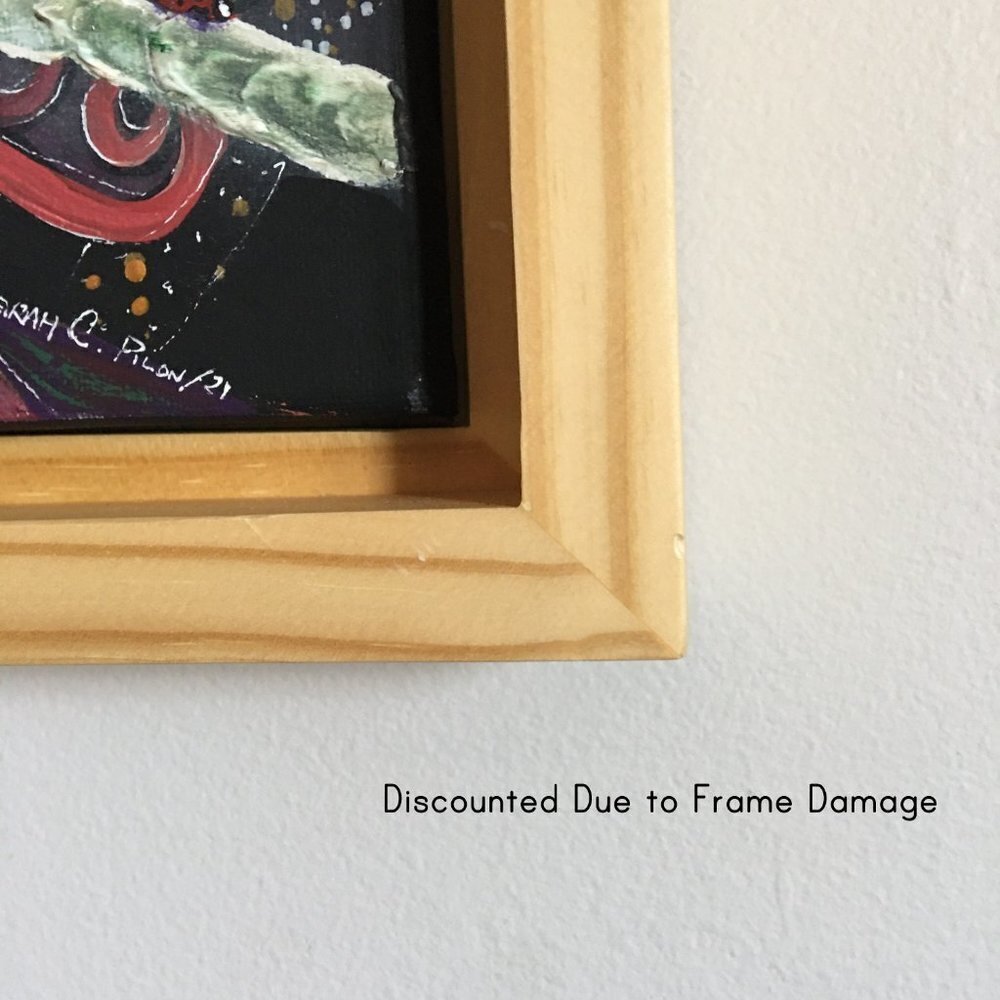 Boho Painting with Embroidered Flowers, Girl Mother Nature Art, Witchy Decor - Picture 8 of 12